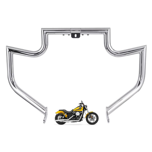 Gamyipp 1.5" Crash Bar Engine Guard Highway Freeway Bar for Harley Dyna Daytona Glide Custom Low Rider Street Bob Sturgis Super Glide (Silver)