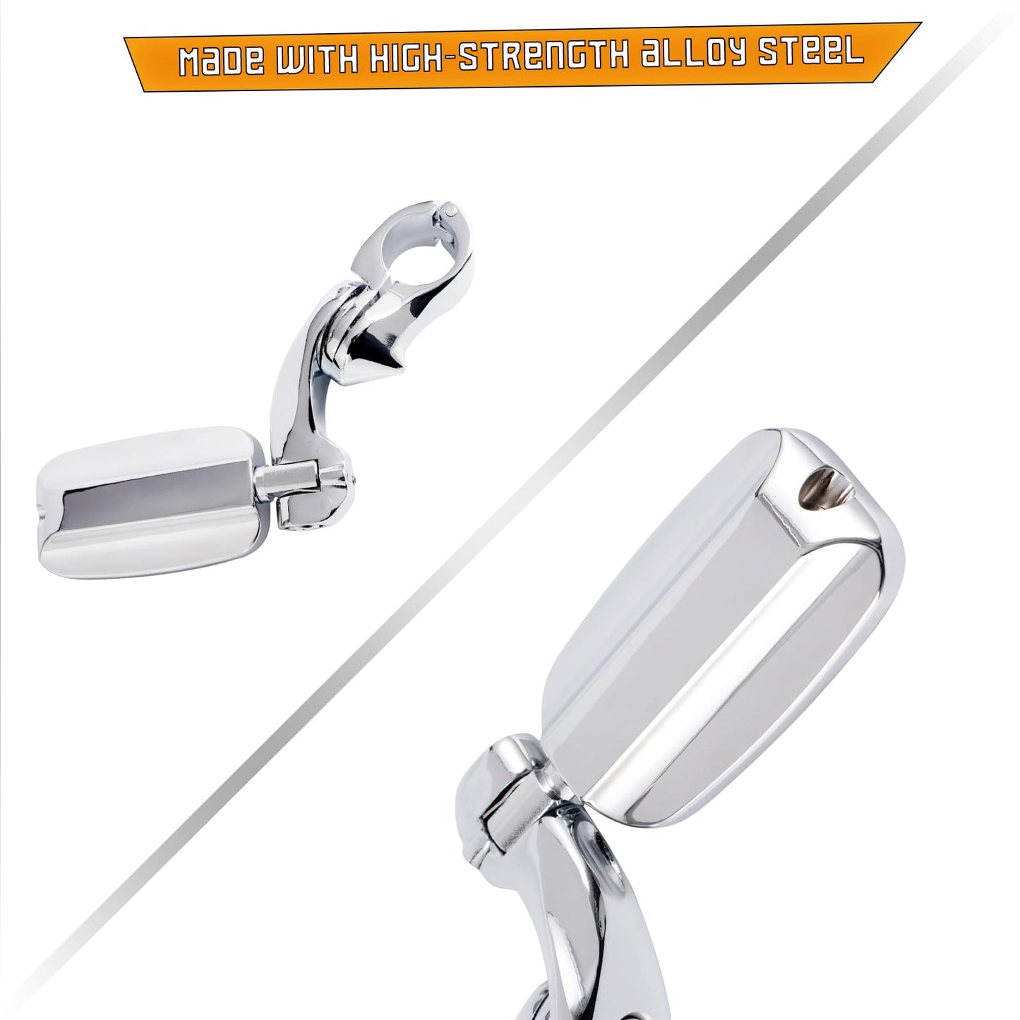 Kinglemc Highway Peg Footpeg Fit 1.25" Adjustable Engine Guard Crash Bar for Harley Davidson, Honda, Yamaha, Kawasaki, Suzuki, Indian, Triumph, Motorcycle(Silver-Skull)