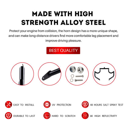 Gamyipp 1.5" Fat Crash Bar Engine Guard Highway Bar for Honda 750 VT750 VT750C VT400 Shadow Aero Phantom Spirit (Mustache Black)