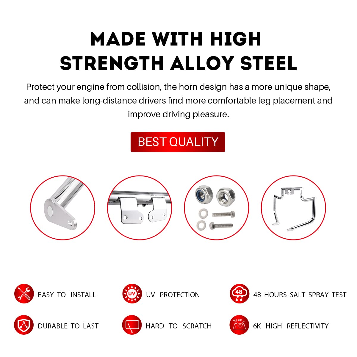 Gamyipp 1.5" Fat Crash Bar Engine Guard Highway Freeway Bar for Yamaha XV 1600 XV 1700 XV1600 XV1700 RoadStar Wild Star Midnight Silverado Warrior (Chrome)