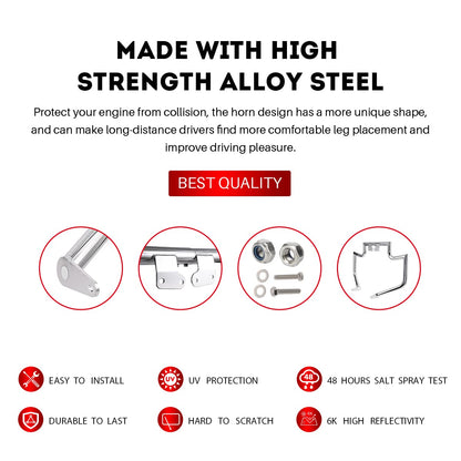 Gamyipp 1.5" Fat Crash Bar Engine Guard Highway Freeway Bar for Yamaha XV 1600 XV 1700 XV1600 XV1700 RoadStar Wild Star Midnight Silverado Warrior (Chrome)