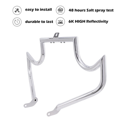 Kinglemc Crash Bar Engine Guard Highway Freeway Bar for Harley Davidson Softail FL Deluxe Fat Boy Slim Heritage Springer Classic Cross Bones 2000-2017(Mustache Silver)