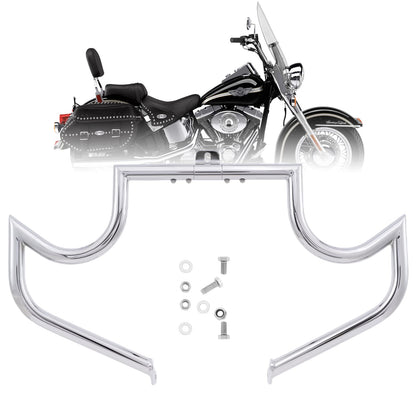 Kinglemc Crash Bar Engine Guard Highway Freeway Bar for Harley Davidson Softail FL Deluxe Fat Boy Slim Heritage Springer Classic Cross Bones 2000-2017(Mustache Silver)