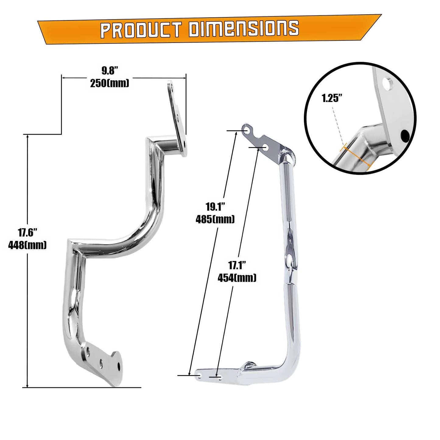 Kinglemc Engine Guard Highway Freeway Crash Bar for Yamaha Vstar Xvs 1100 Classic Custom Silverado(Silver)