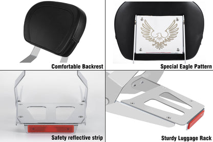 Kinglemc Powersports Sissy Bar with Backrest Luggage Rack for Honda VTX 1300N 1300R 1300S 1800N 1800R 1800S(Without Stud)